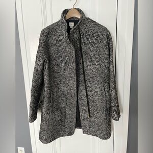 J. Crew Black and White Herringbone Coat